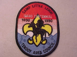 LITTLE LEMHI CAMP PATCH, 1990, TENDOY AREA COUNCIL, IDAHO CENTENNIAL