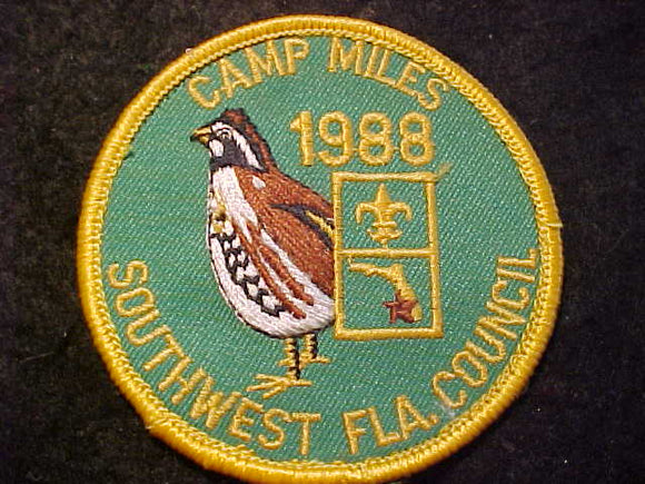 MILES CAMP PATCH, 1988, SOUTHWEST FLORIDA COUNCIL