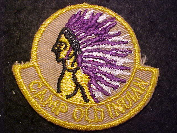 OLD INDIAN CAMP PATCH, 1950'S, FOURTH YEAR CAMPER OR STAFF, FULL BONNET