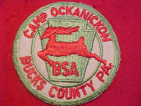 OCKANICKON CAMP PATCH, 1950'S, BUCKS COUNTY, PA., CUT EDGE, USED