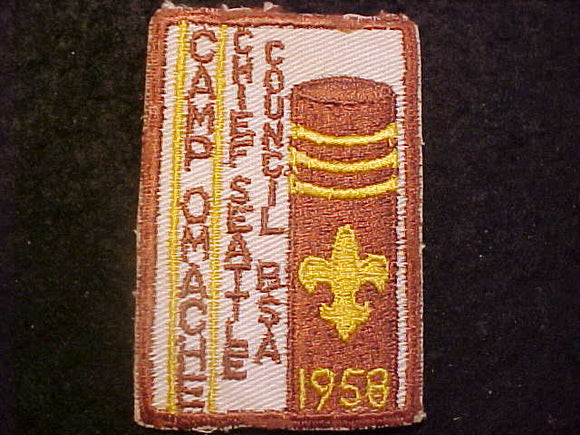 OMANCHE CAMP PATCH, 1958, CHIEF SEATTLE COUNCIL, WASHINGTON