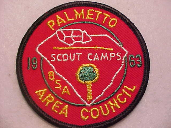 PALMETTO AREA COUNCIL SCOUT CAMPS PATCH, 1963, MINT