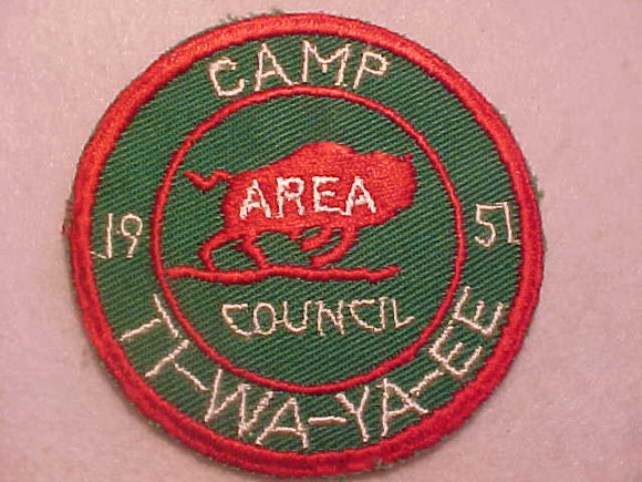TI-WA-YA-EE CAMP PATCH, 1951, BUFFALO AREA COUNCIL