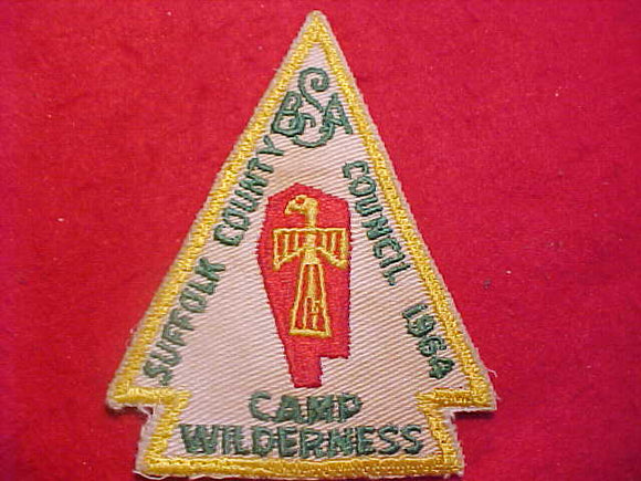 WILDERNESS CAMP PATCH, 1964, SUFFOLK COUNTY COUNCIL, SOILED
