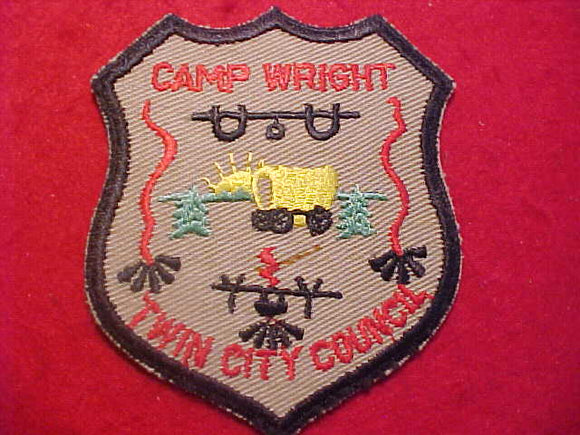 WRIGHT CAMP PATCH, 1950'S, TWIN CITY COUNCIL