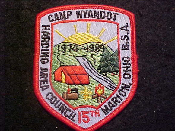 WYANDOT CAMP PATCH, 1974-1989, 15TH, HARDING AREA COUNCIL, MARION, OHIO