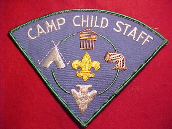 CHILD CAMP N/C PATCH, STAFF, 1/4 CIRCLE, BLUE TWILL