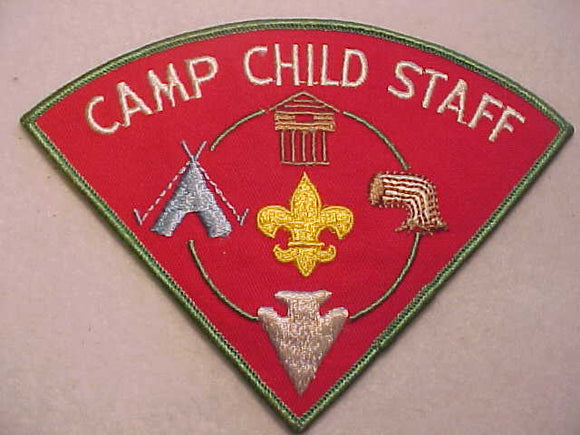 CHILD CAMP N/C PATCH, STAFF, 1/4 CIRCLE, RED TWILL