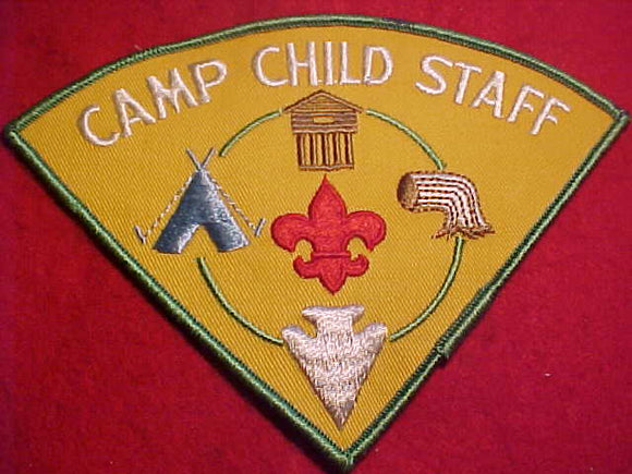 CHILD CAMP N/C PATCH, STAFF, 1/4 CIRCLE, YELLOW TWILL