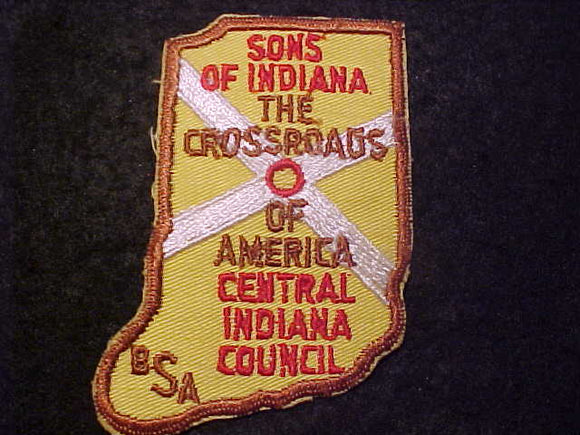 CENTRAL INDIANA COUNCIL PATCH, SONS OF INDIANA THE CROSSROADS OF AMERICA, INDIANA STATE SHAPE