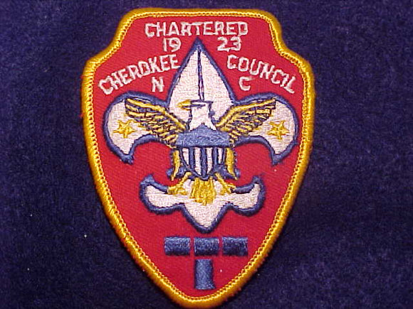 CHEROKEE N. C. COUNCIL PATCH, CHARTERED 1923