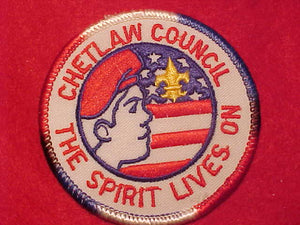 CHETLAW COUNCIL PATCH, 1970'S, 3" ROUND