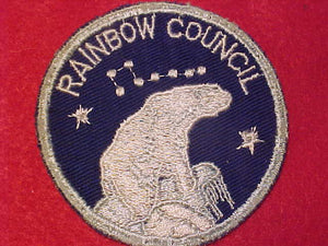 RAINBOW COUNCIL PATCH, POLAR BEAR, CUT EDGE, LARGE STARS