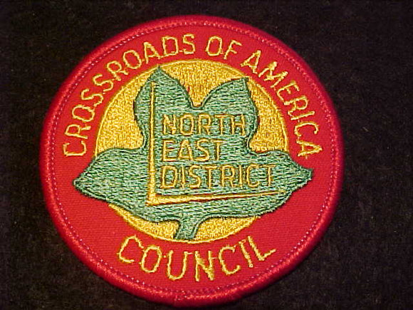 NORTH EAST DISTRICT, CROSSROADS OF AMERICA COUNCIL, RED TWILL, 76MM ROUND
