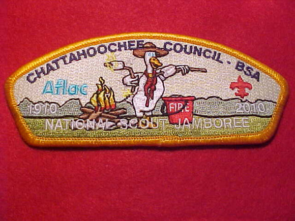 2010 NJ CHATTAHOOCHEE COUNCIL, AFLAC DUCK/CAMPFIRE, DK. YELLOW BDR.