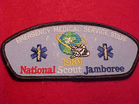 1989 NJ PATCH, EMERGENCY MEDICAL SERVICE STAFF, BLACK BDR.