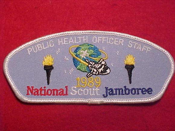 1989 NJ PATCH, PUBLIC HEALTH OFFICER STAFF, WHITE BDR.