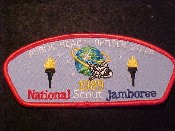 1989 NJ PATCH, PUBLIC HEALTH OFFICER STAFF, RED BDR.