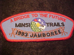 1993 NJ PATCH, MINSI TRAILS, BLUE TWILL BKGR.