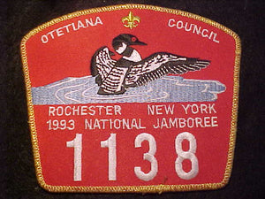 1993 NJ PATCH, OTETIANA COUNCIL, TROOP 1138, ROCHESTER, NEW YORK