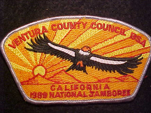 1989 NJ PATCH, VENTURA COUNTY COUNCIL, CALIFORNIA, GRAY BDR.