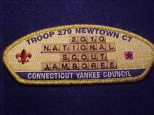 2010 NJ PATCH, CONNECTICUT YANKEE COUNCIL, TROOP 270, NEWTOWN, CT, GMY BDR.