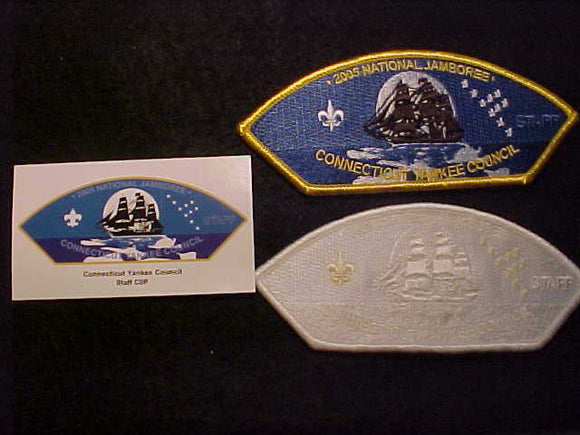 2005 NJ PATCHES (2), CONNECTICUT YANKEE COUNCIL STAFF, WHITE GHOST & MULTI-COLOR