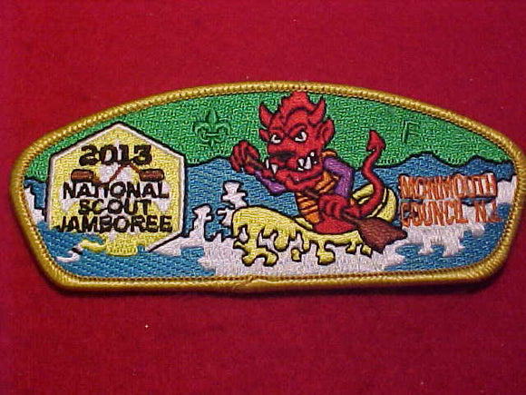 2013 NJ PATCH, MONMOUTH COUNCIL, JERSEY DEVIL, GOLD BDR.