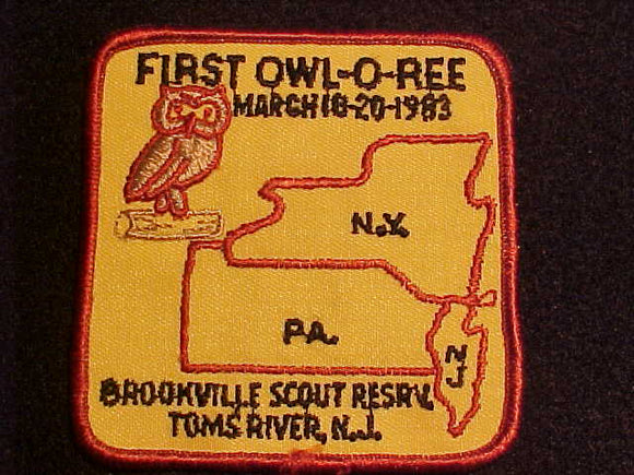 OWL-O-REE PATCH, 1983, BROOKVILLE SCOUT RESV., TOMS RIVER, N.J.