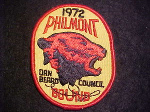 PHILMONT PATCH, 1972, "PHILMONT BOUND", DAN BEARD COUNCIL