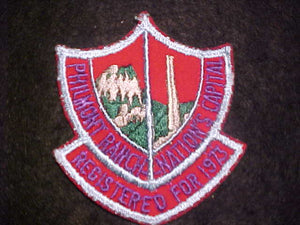 PHILMONT RANCH PATCH, "REGISTERED FOR 1973", WASHINGTON, NATION'S CAPITAL
