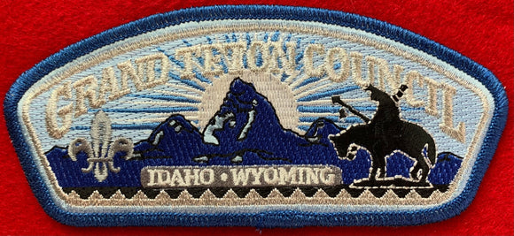 Grand Teton Council | Idaho - Wyoming. CSP SA-120. Blue Mylar Border. Silver Mylar Embroidered Details. Mint Condition.