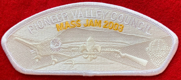 Pioneer Valley Council 2003 Massachusetts Jamboree Full White Ghost Commerative Edition CSP SA-11. White Border. Mint Condition.