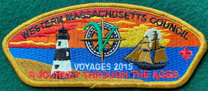 Western Massachusetts Council Voyages 2015 Commerative Edition CSP SA-33. 'A Journey Through the Ages' Text Detail. Gold Border. Mint Condition.