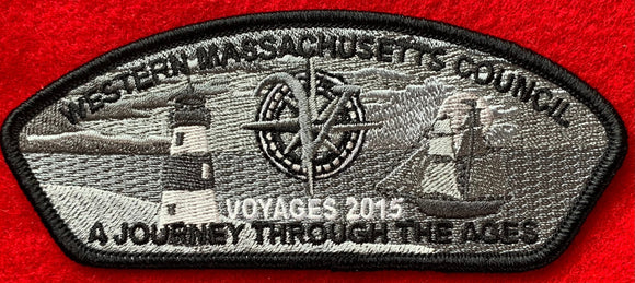 Western Massachusetts Council Gray-Scale Voyages 2015 Commerative Edition CSP SA-34. 'A Journey Through the Ages' Text Detail. Black Border. Mint Condition.