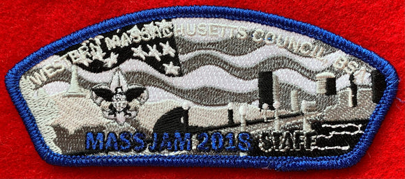 Western Massachusetts Council Massachusetts Jamboree 2018 Staff Commerative Edition CSP SA-60. Blue Mylar Border. Mint Condition.