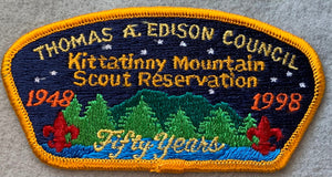 Thomas A. Edson Council 50th Anniversary of Kittatinny Mountain Scout Reservation (1948-1998) Commerative Edition CSP S-8. Yellow Border. Mint Condition.