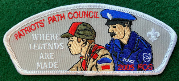 Patriots' Path Council 2005 Friends of Scouting (FOS) Edition CSP SA-17. 'Where Legends are Made' Text Detail. White Border. Mint Condition.