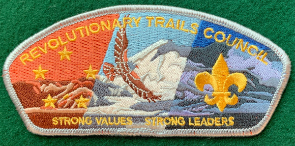 Revolutionary Trails Council CSP SA-4B. 'Strong Values, Strong Leaders' Text Detailing. Silver Border. Mint Condition.