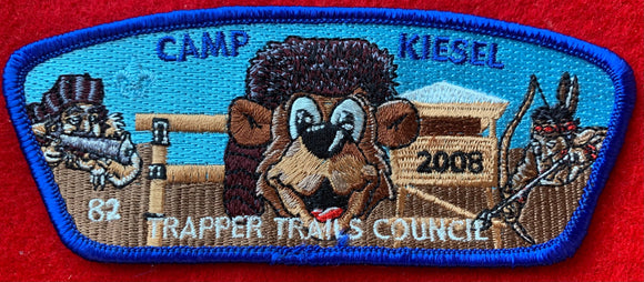 Trapper Trails Council Camp Kiesel Commerative Edition CSP SA-104. '82' Embroidered Number. Blue Border. Mint Condition.