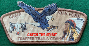 Trapper Trails Council Camp New Fork Commerative Edition CSP SA-114. 'Catch the Spirit' Text Detailing. Brown Border. Mint Condition.