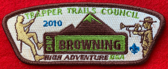 Trapper Trails Council 2010 Camp Browning High Adventure Commerative CSP SA-134. Dark Brown Border. Mint Condition.