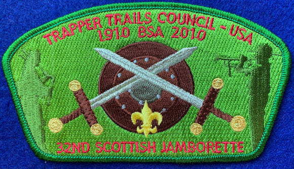 Trapper Trails Council 2010 (BSA Centennial) 32nd Scottish Jamborette Commerative Edition CSP SA-140. Green Border. Mint Condition.