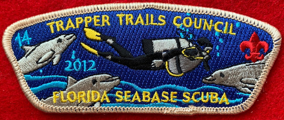 Trapper Trails Council 2012 Florida Seabase Scuba Commerative Edition CSP SA-161. Light Brown / Tan Border. Mint Condition.