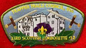 Trapper Trails Council 2012 33rd Scottish Jamborette Commerative Edition CSP SA-162. Olive Green Border. Mint Condition.