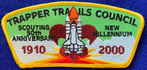 Trapper Trails Council 2000 'Scouting 90th Anniversary' Commerative CSP SA-16. Yellow Border. Mint Condition.