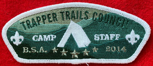 Trapper Trails Council 2014 Camp Staff Commerative Edition CSP SA-179. White Border. Mint Condition.