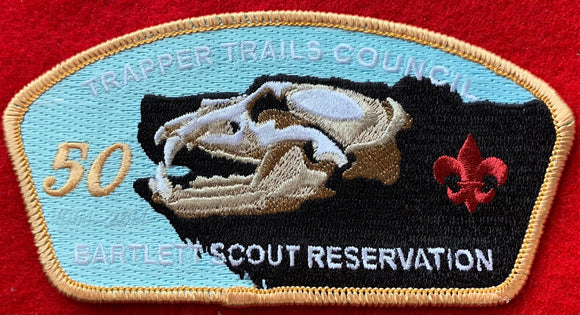 Trapper Trails Council 50th Anniversary (1964-2014) of Bartlett Scout Reservation Commerative Edition CSP SA-185. Gold Border. Mint Condition.