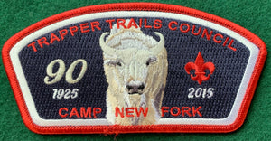 Trapper Trails Council 90th Anniversary of Camp New Fork (1925-2015) Commerative Edition CSP SA-198. Red Border. Mint Condition.