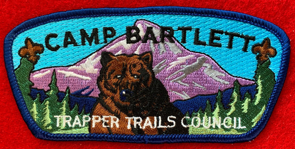 Trapper Trails Council Camp Bartlett Commerative Edition CSP SA-24. Navy Blue Border. Mint Condition.